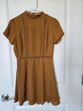 Forever 21 Mustard Lace-Trim Short Dress